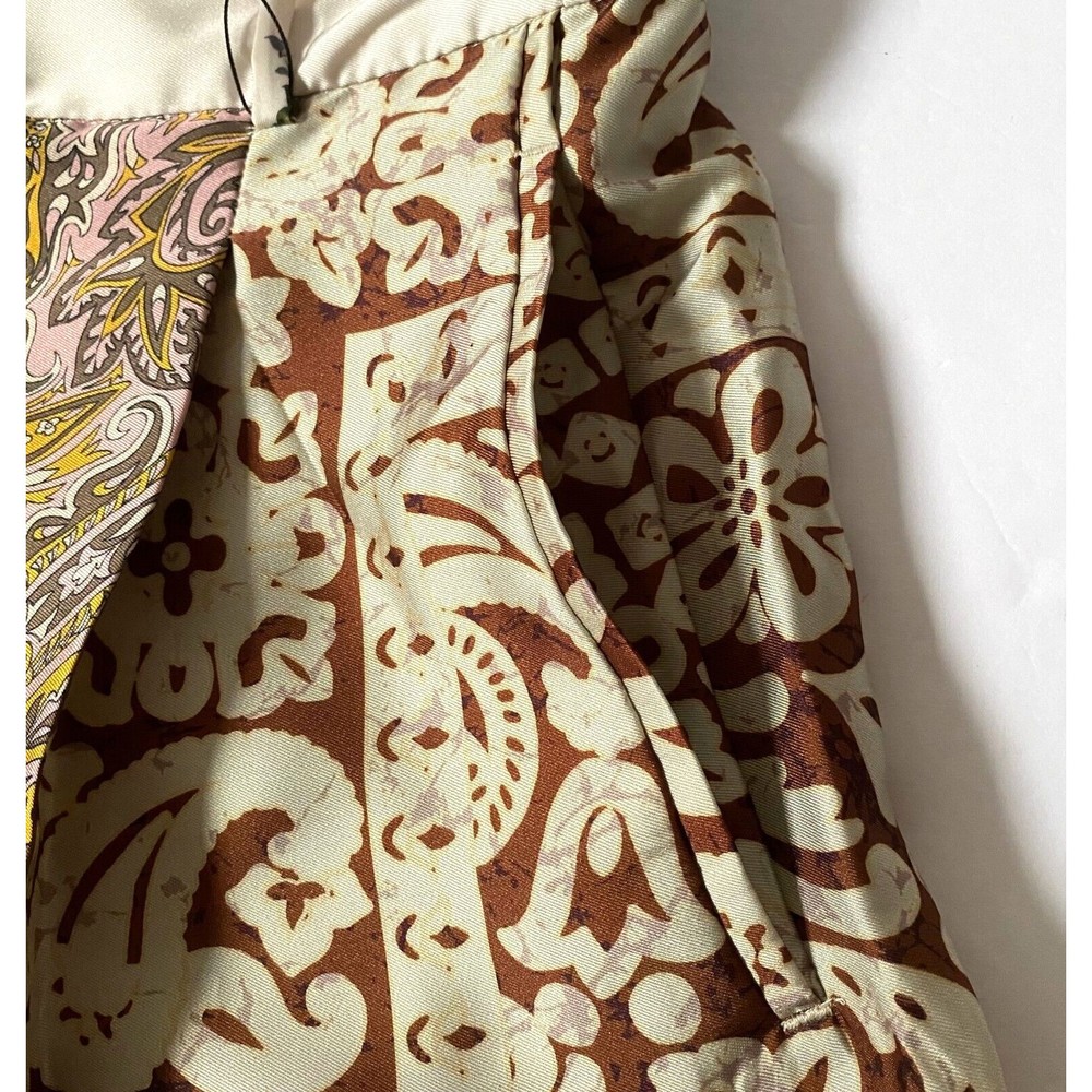 Zara Pants Womens L Multicolor Floral Paisley Wide Leg Satin Effect NWT Flaw - Picture 13 of 16